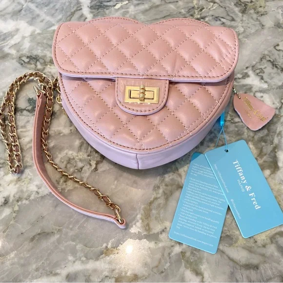 Tiffany & Fred Paris Heart Shape Quilted Leather Crossbody Bag NWT - Picture 3 of 5